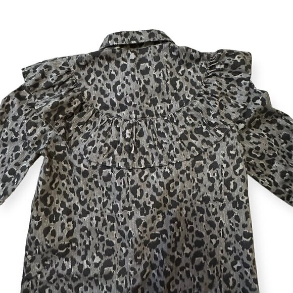 SEZANE MATTY GREY AND BLACK LEOPARD PRINT SHIRT SIZE FR 34/US2 - Picture 9 of 14